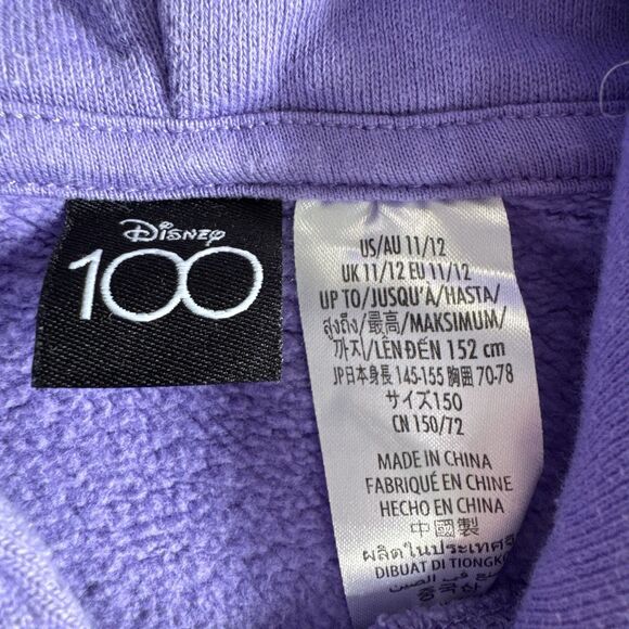 Disney 100 Years Of Wonder Hoodie Youth Kids 11/12 Purple Embroidered Sweatshirt - Picture 3 of 11